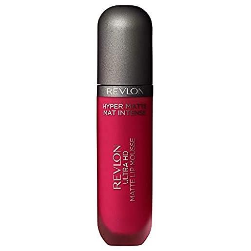 Revlon ultra hd lip mousse hyper matte tinta labbra, formula cremosa e leggera, effetto ultra opaco, 100 degrees 805-5.9 ml