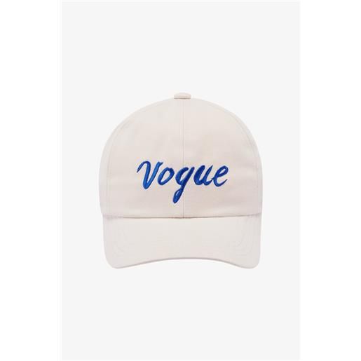 VOGUE Collection cappellino vogue icons ecru con logo ricamato blu
