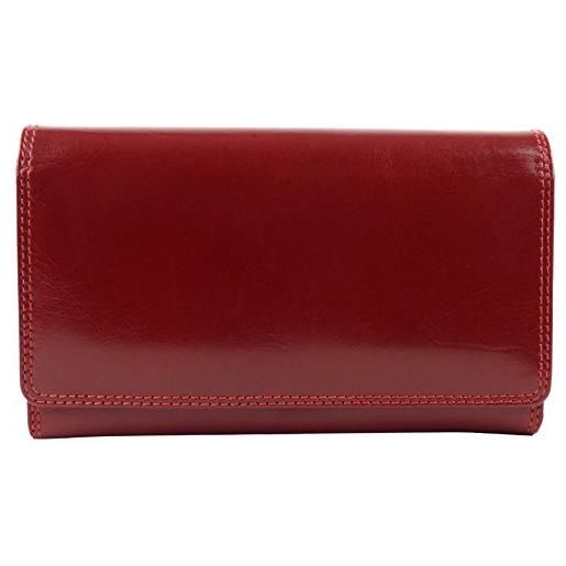 VISCONTI portafoglio da donna in pelle italiana con chiusura a clip, collezione monza, in confezione regalo, rosso italiano