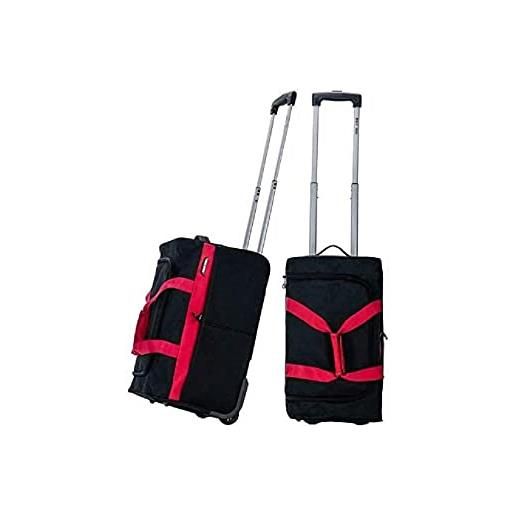 Urban London borsone da viaggio pieghevole 39l-202l - trolley da uomo con ruote con 2 grandi tasche anteriori, materiale 600d, nero/rosso, xx large 34, valigia