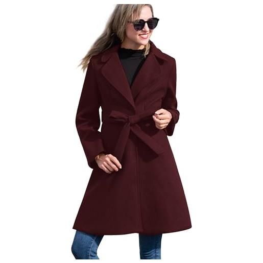 Kate Kasin donna inverno stringere la vita trench cappotto elegante a-line duffle pea coat, verde scuro, l