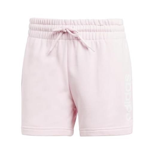 adidas pantaloncini casual da donna, rosa trasparente/bianco, l