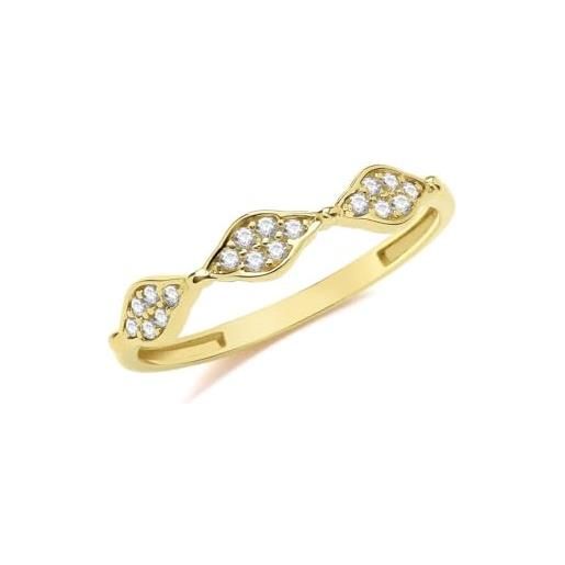 Ellie Rose London anello in oro giallo 9 carati con zirconia cubica, rn968, oro