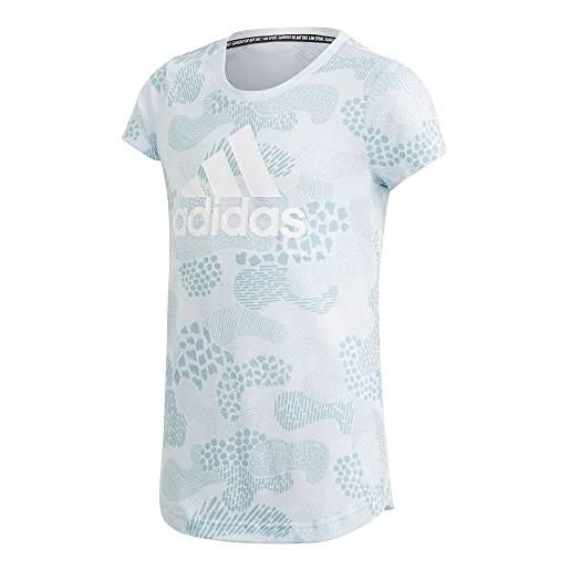 adidas jg mh gra tee maglietta da bambina, bambina, maglietta, fl1801, bianco (matcie/gricen/blanco), 116 (5/6 años)