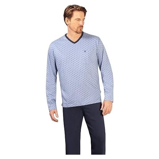 Hajo pigiama da uomo - premium cotton, blu fumé, 60