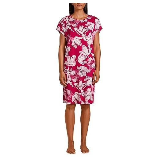 Calida blooming nights maglia lunga da notte, oscurante, barberry red, 48-50 donna