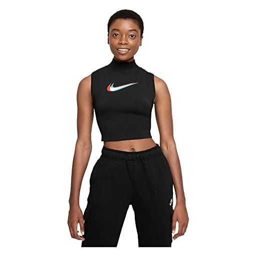 Nike mock canottiera, black, m donna