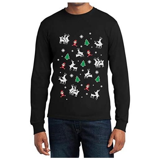 Shirtgeil regalo natale - renne kamasutra ugly sweater maglia uomo manica lunga medium nero