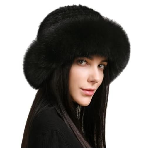 XUYUZUAU cappelli invernali da donna ragazze pelliccia di visone cappello berretto in maglia bordo soffice moda