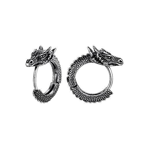 Richsteel orecchini a cerchio del drago dei monili da uomo di, acciaio inossidabile, orecchini da uomo di diametro 11,3 mm