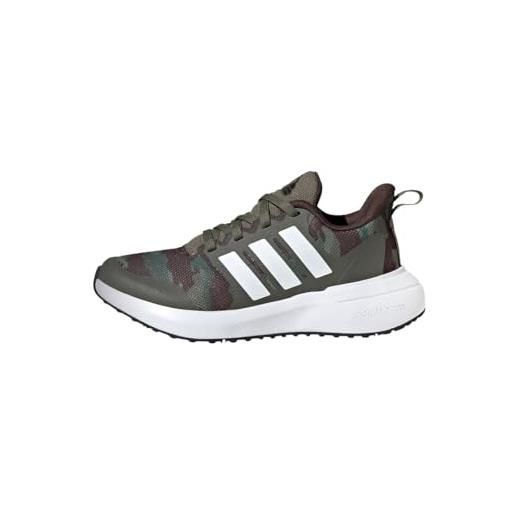 adidas fortarun 2.0 cloudfoam sport running lace, scarpe - basse unisex - bambini e ragazzi, olive strata ftwr white core black, 31 eu