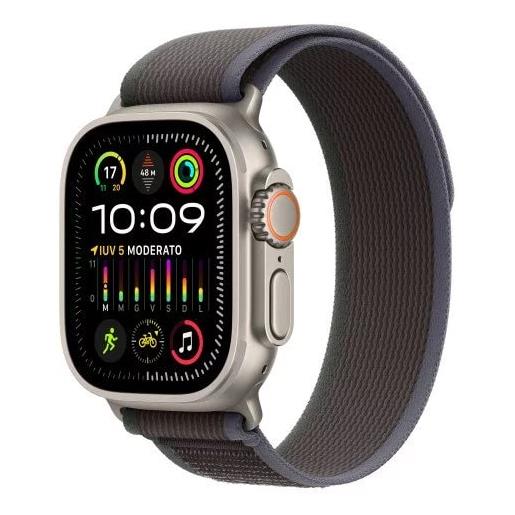 Apple smartwatch Apple watch ultra 2 gps + cellular 49mm cassa in titanio con cinturino trail loop s/m blu/nero [mrf53fda]
