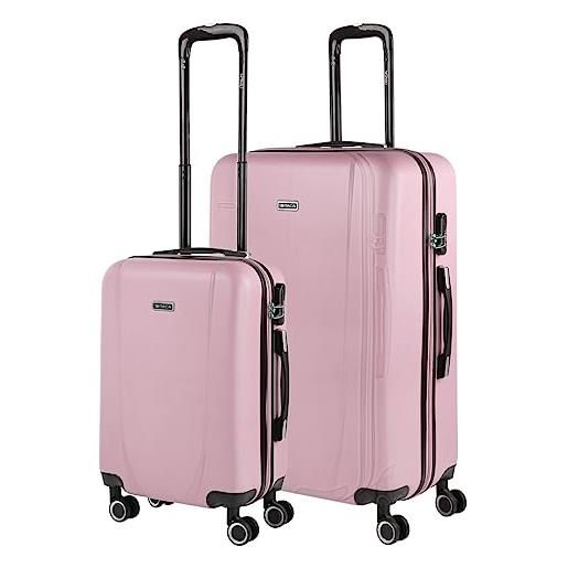 ITACA - set valigie - set valigie rigide offerte. Valigia grande rigida, valigia media rigida e bagaglio a mano. Set di valigie con lucchetto combinazione tsa 71117, rosa
