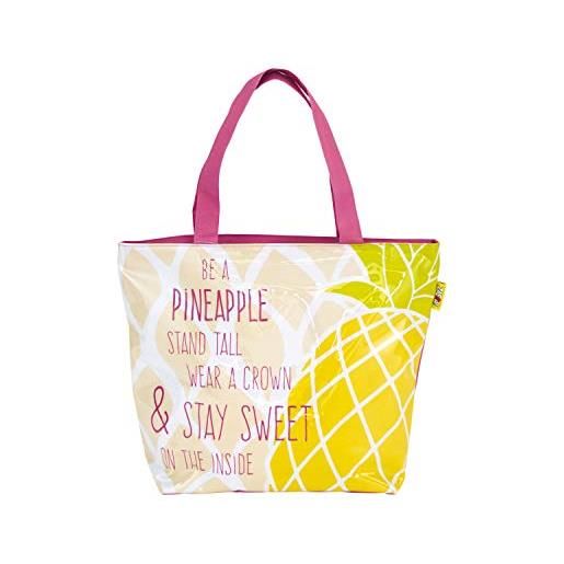 ARDITEX grand sac de plage en pvc avec fermeture à glissière modèle ananas 52x40x15cm tote da viaggio, 52 cm, giallo (jaune)