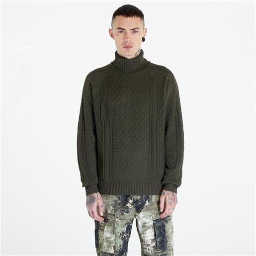 Nike life men's cable knit turtleneck sweater cargo khaki