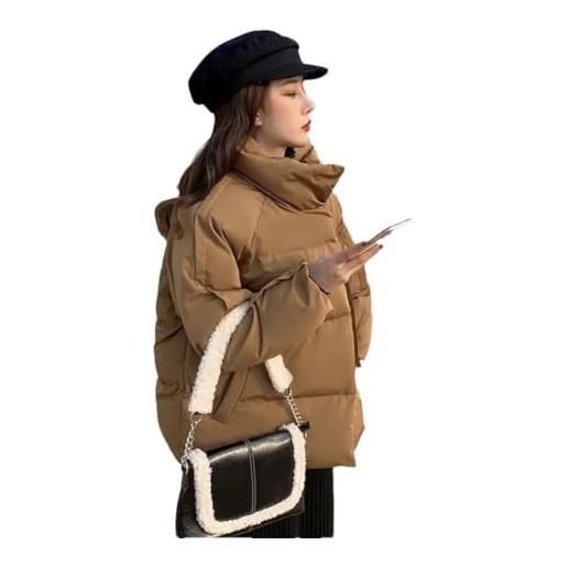 Generic cappotto invernale da donna in cotone versione corta piumino per studenti, cachi scuro. , small