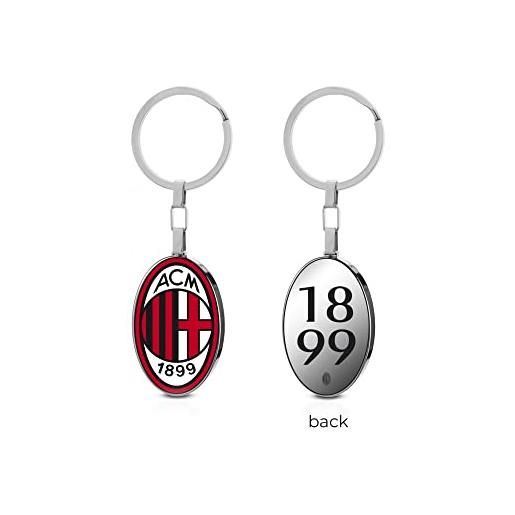AC Milan portachiavi acciaio unisex con logo ufficiale smaltato e retro inciso