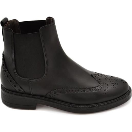 Malu Shoes beatles uomo stivaletto con elastico in vera pelle con ricamo nera suola in gomma casual made in italy handmade