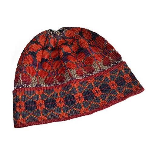 Invisible World cappello invernale donna o uomo lana 100% di alpaca a maglia - rosso estate - large