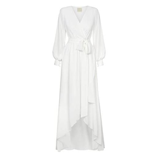Swing Fashion irmina | weiß donna elegante festivo | vestito da festa sera | abiti da sposa ballo | abito lungo | manica lunga | bianco | 42 (xl)