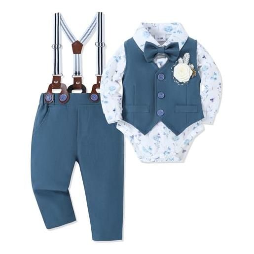 Completo 3 Pezzi Per Bambino Battesimo – Camicia Con Fiocco, Gilet E Pantaloni In Grigio, Morbido Misto Cotone, Taglia 12-18 Mesi, Perfetto Per Cerimonie