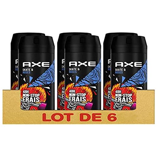 AXE deodorante da uomo spray skate & roses, 48 ore non-stop fresco, profumo di rose fresche (confezione da 6 x 200 ml)