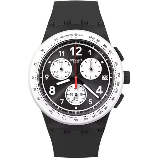 Swatch / irony chrono / nothing basic about black / orologio uomo / quadrante nero / cassa plastica / cinturino silicone