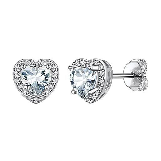Suplight orecchini donna opale cuore, orecchini opale, orecchini opale argento 925 diamante aprile, accessori elegante con confezione regalo
