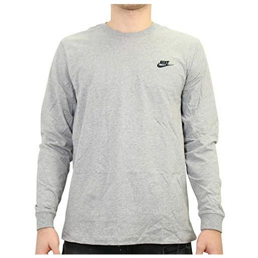 Nike m nsw club tee-ls, t-shirt a manica lunga uomo, white/black, 3xl