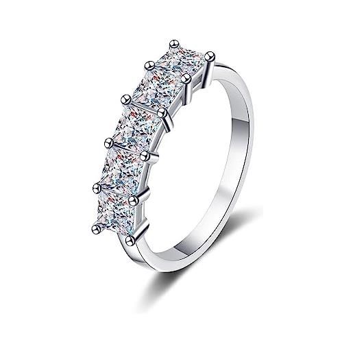 Skcess anello da donna, in argento sterling 925, per principessa, matrimonio, moissanite, 2 carati, regalo di fidanzamento, moissanite