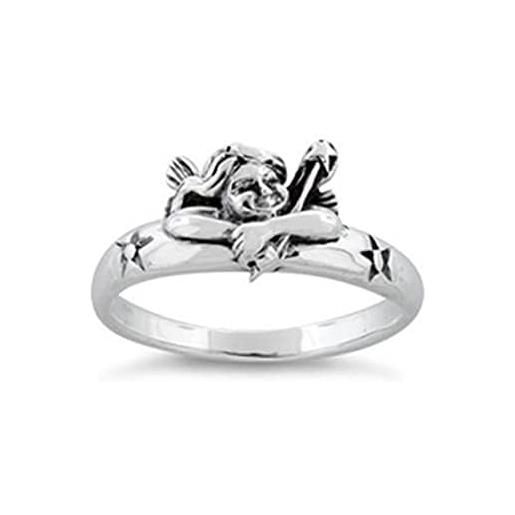 Shine Jewel anelli impilabili art déco con angelo dormiente in argento sterling 925 placcato platino (19)