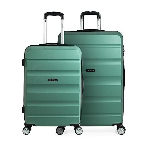 ITACA - set valigie - set valigie rigide offerte. Valigia grande rigida, valigia media rigida e bagaglio a mano. Set di valigie con lucchetto combinazione tsa t71616, acquamarina