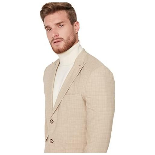 Trendyol cappotto da uomo con risvolto a righe regolari, indaco, 52, indaco