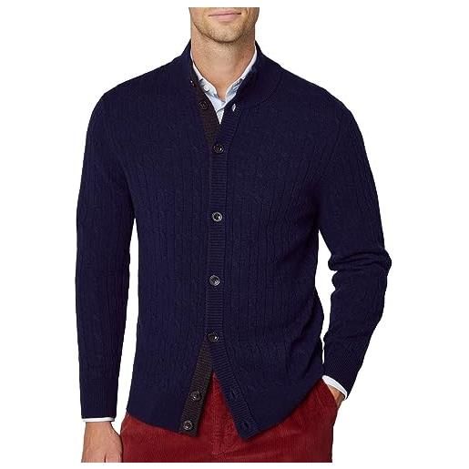 Hackett London cavo fbutton maglione cardigan, blu (navy), xs uomo