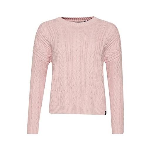 Superdry dropped shoulder cable crew maglione, nappa pink twist, s donna