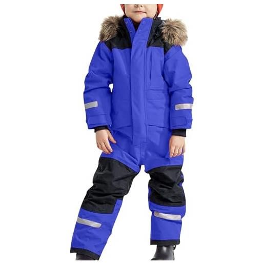 Fannyfuny tuta sci bambini intera antivento e impermeabile, snowsuit caldo invernale giacca con cappuccio tuta da sci bambino tute da sci bambino e ragazzi giacca sci bambino