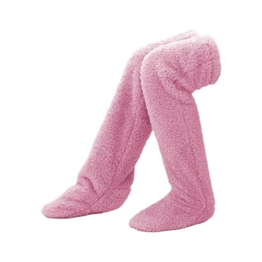 Huamengyuan calzini lunghi fuzzy sopra il ginocchio, calze invernali calde al ginocchio da donna, soffici, calici, caldi, spessi, graziosi e sopra il ginocchio calzini invernali per la casa