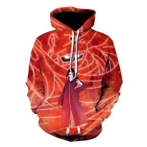 TakesH ragazzi e ragazze anime uzumaki naruto sasuke akatsuki hoodie unisex stampa pullover 3d adolescente giacca a maniche lunghe cosplay luppolo di moda (02,4xl)