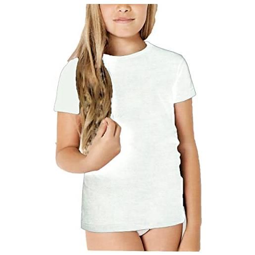 JADEA 3 maglia girocollo bambina 284 mezza manica in cotone elasticizzato, bianco 7-8 anni