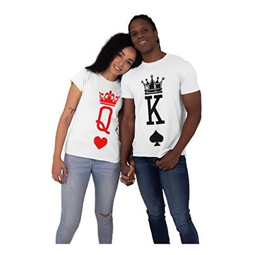 Colorfamily coppia magliette san. Valentino king & queen - re di picche e regina di cuori - idea regalo per lui e lei