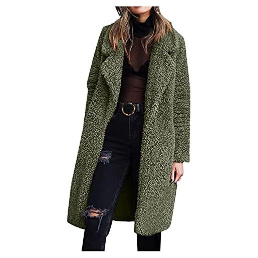 Superdry giacca da donna autunnale e inverno, a maniche lunghe, con colletto double-face, in pile, casual, a tinta unita, nero , s