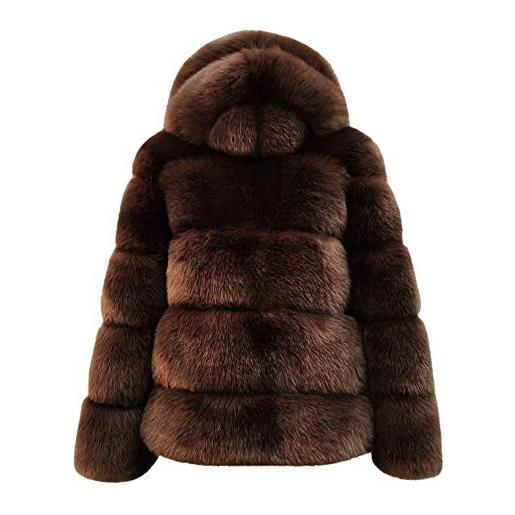 Generic 2023 capodanno - giacca spessa da donna in visone giacca calda finta giacca invernale con cappuccio cappotto da donna giacca leggera da donna, marrone, s