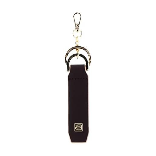 PIQUADRO circle keychain with carabiner bordeaux/beige