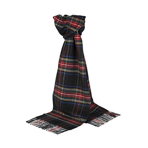 Johnstons of elgin-pure cashmere scarf, motivo: tartan scozzese nero