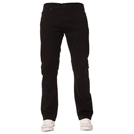 Ze ENZO enzo, jeans da uomo, elasticizzati, a gamba dritta, vestibilità regolare, in denim classico nero 48w x 30l