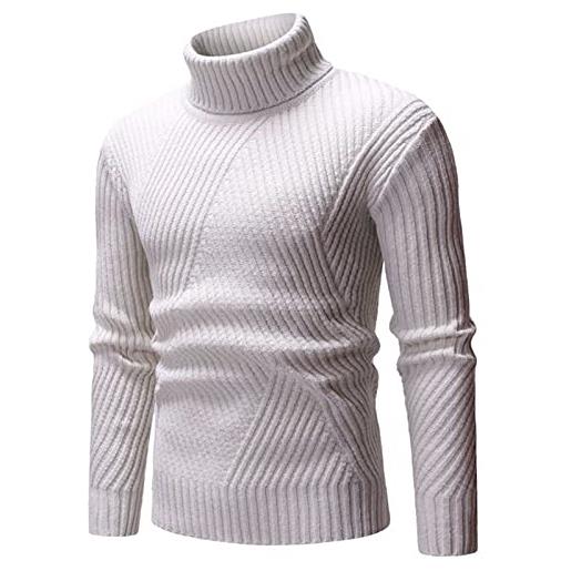 Fulidngzg maglione uomo elegante caldo lana dolcevita maglia leggero firmato collo alto maglioncino manica lunga invernale lupetto cotone slim fit maglione