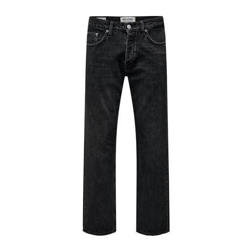 Only & sons onsedge loose blk 6985 dnm jeans noos, denim nero, 29w x 30l uomo