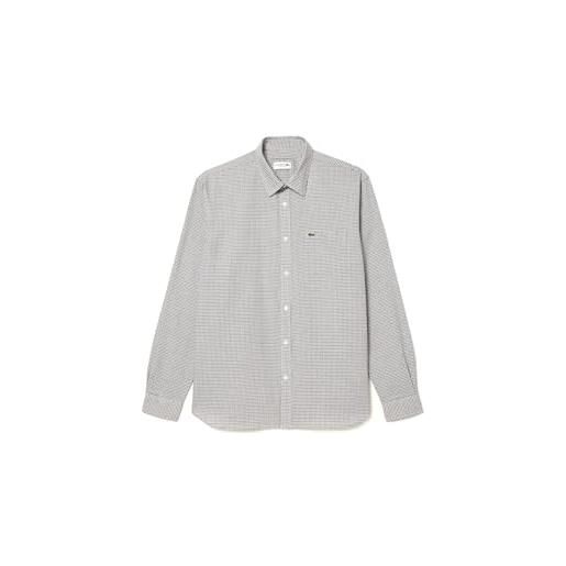 Lacoste-men s l/s woven shirt-ch1885-00, verde/bianco, l/xl - 43