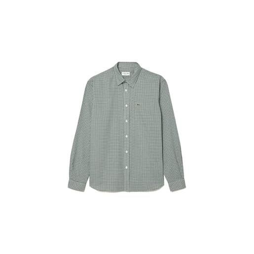 Lacoste-men s l/s woven shirt-ch1885-00, blu navy/bianco, 40 (m)
