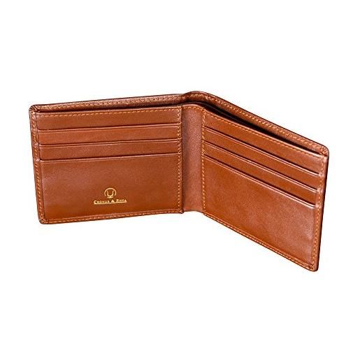 Cronus & Rhea® | luxury money clip exclusive leather (ladon) | titolare della carta - porta carte - portafoglio | vera pelle | con elegante scatola regalo | uomini - donne (cognac)